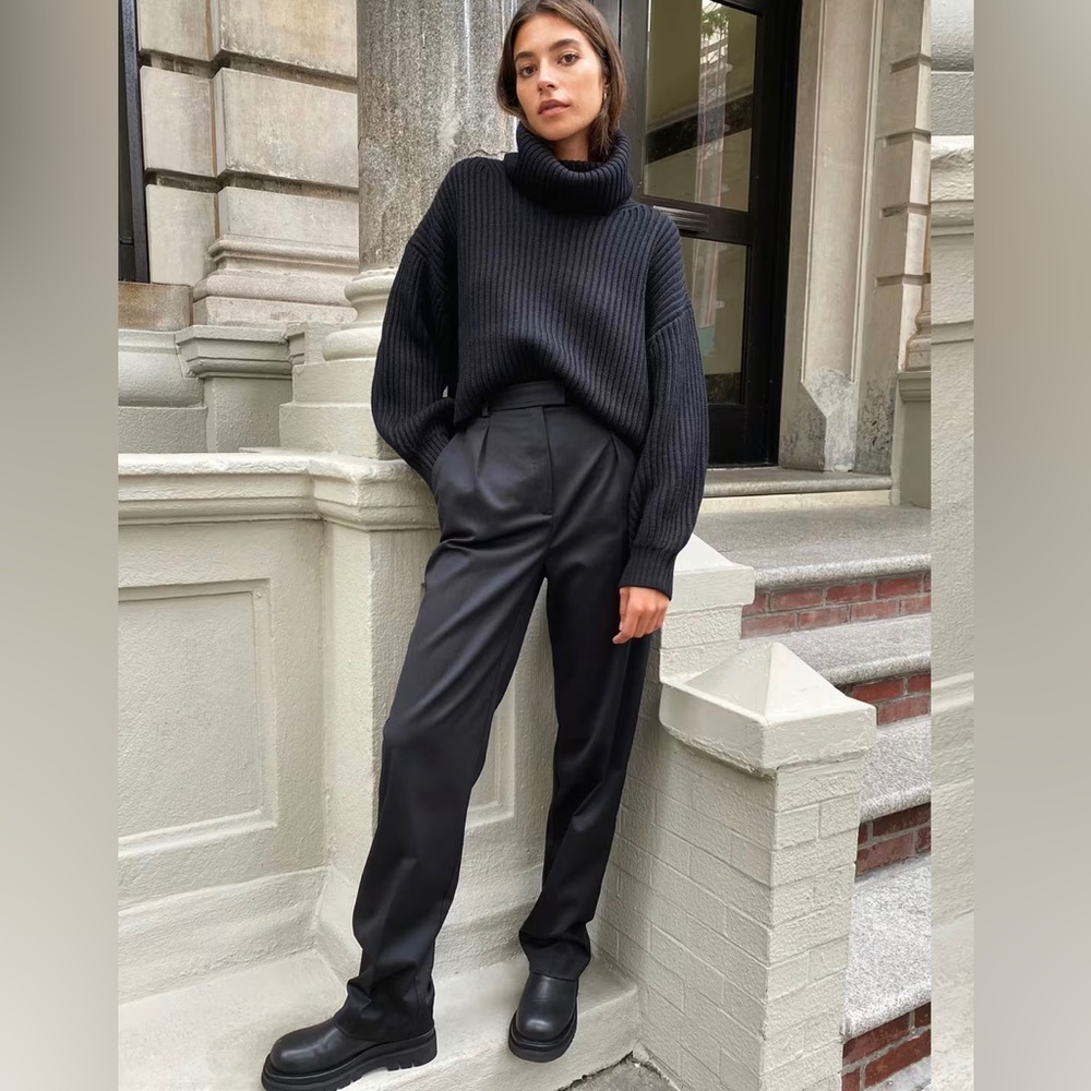 Aritzia Babaton Swift Black Wool Cashmere Straight Leg Business Casual Pant Sz 6
